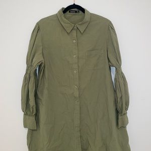 Olive green Boohoo shirt dress